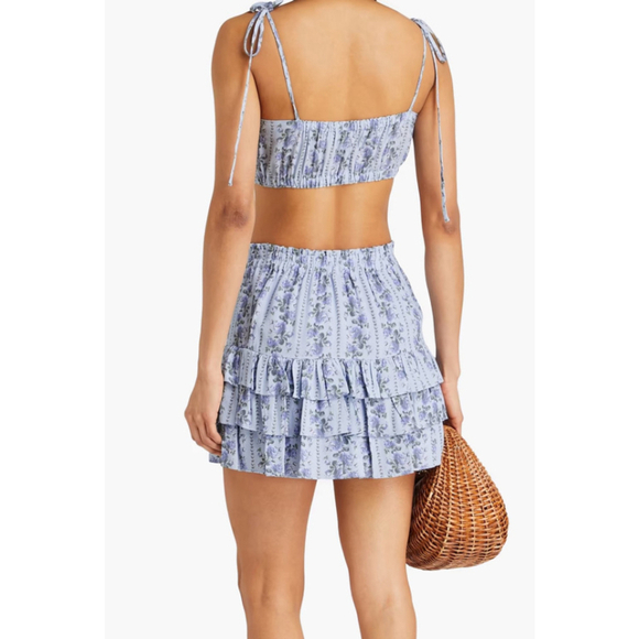 LoveShackFancy Bitsy Tiered Floral Print Crepe Mini Skirt Size S - Picture 4 of 5